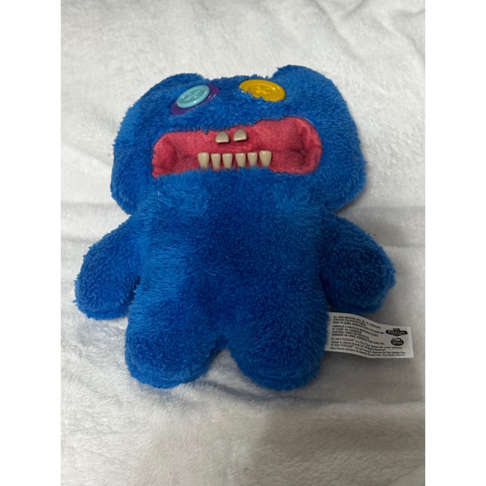 Fuggler Funny Ugly Monster Blue Fuzzy Plush Zuru Spin Master Button Eyes Teeth